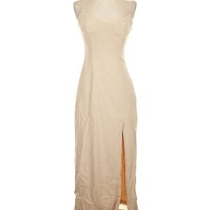 Zara Beige Slip Maxi Dress with Side Slit